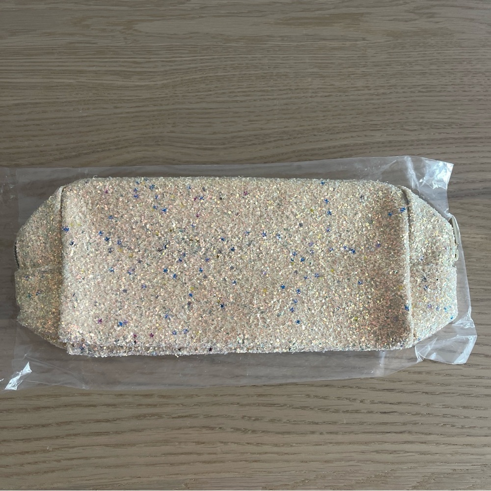Tarte Gold Glitter makeup bag cosmetic pouch new zipper sparkle
